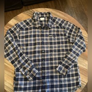 Columbia Mens Long Sleeve Button Down Flannel Shirt Size XL Blue Plaid Cotton